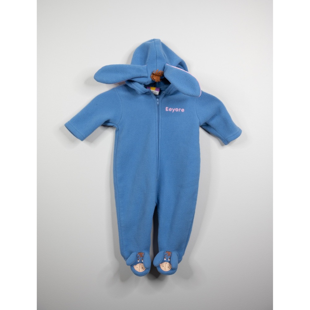 Disney Eeyore Fleece Sleeper Kids 3M Blue Excellent Hooded Footed Costume